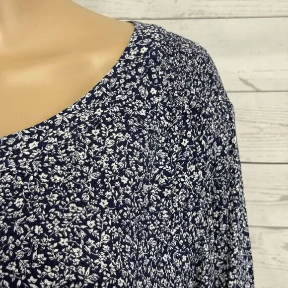 Lane Bryant Blouse Plus Size 24 Floral Print Long Sleeve Rayon - Picture 4 of 12